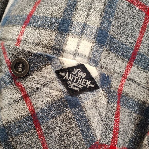 Flag & Anthem Paxton Plaid Hooded Flannel Thermal Lined Shacket Red/Blue/Gray XL - Picture 8 of 12